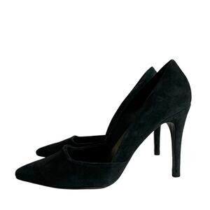 Trina Turk Hollywood Leather Suede Dress Pumps Black Shoes Women's Size 7M